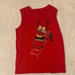 Cat & Jack Red Tank Top with Burger Graphic